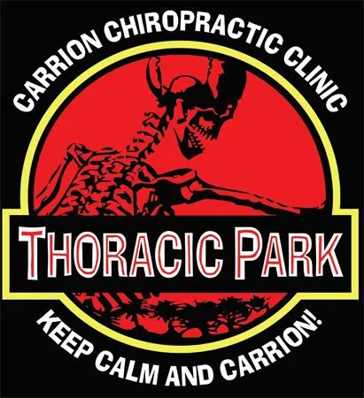 Thoracic Park - Carrion Chiropractic Clinic badge featuring the text Keep Calm and Carrion